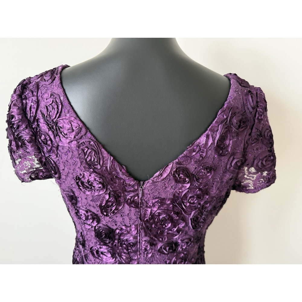 Alex Evenings Women's 8 Rosette A-Line Evening Gown Eggplant Purple Sequin - Picture 12 of 16